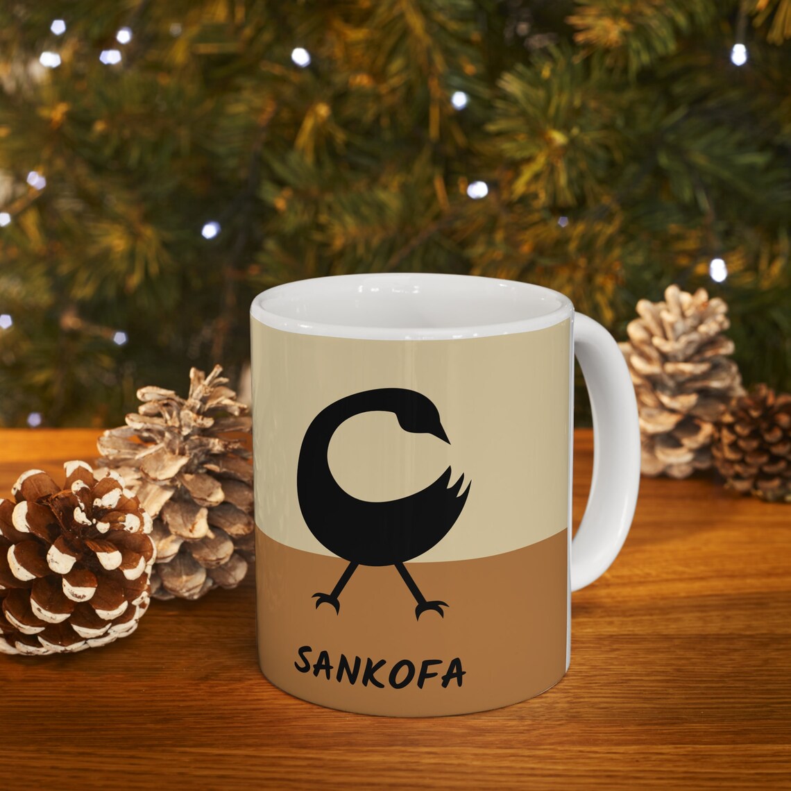 Personalized Mom Coffee Mug, Unique Sankofa Design - Image 2