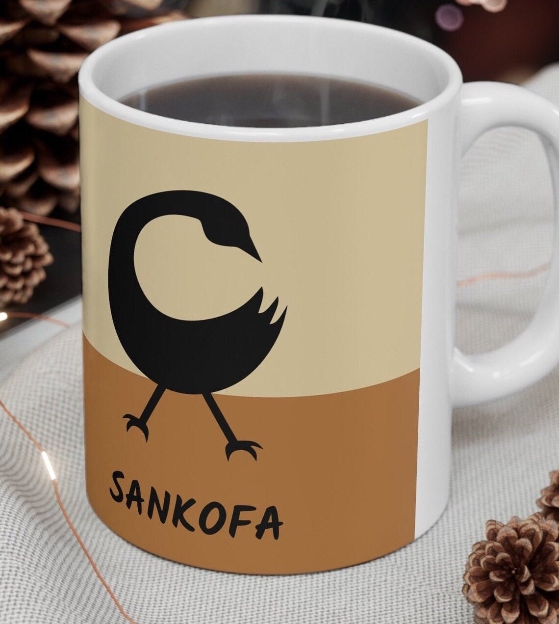 Personalized Mom Coffee Mug, Unique Sankofa Design - Image 5
