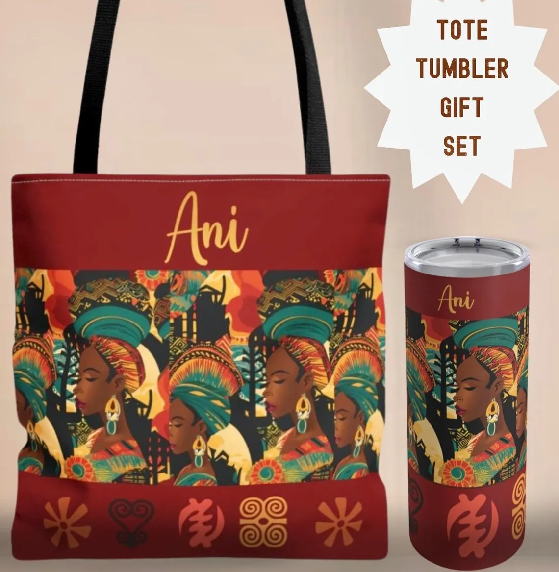 Custom Tumbler gift set for black woman 20 oz tumbler tote gift set custom travel mug coffee tumbler personalized name travel mug gift set - Image 5