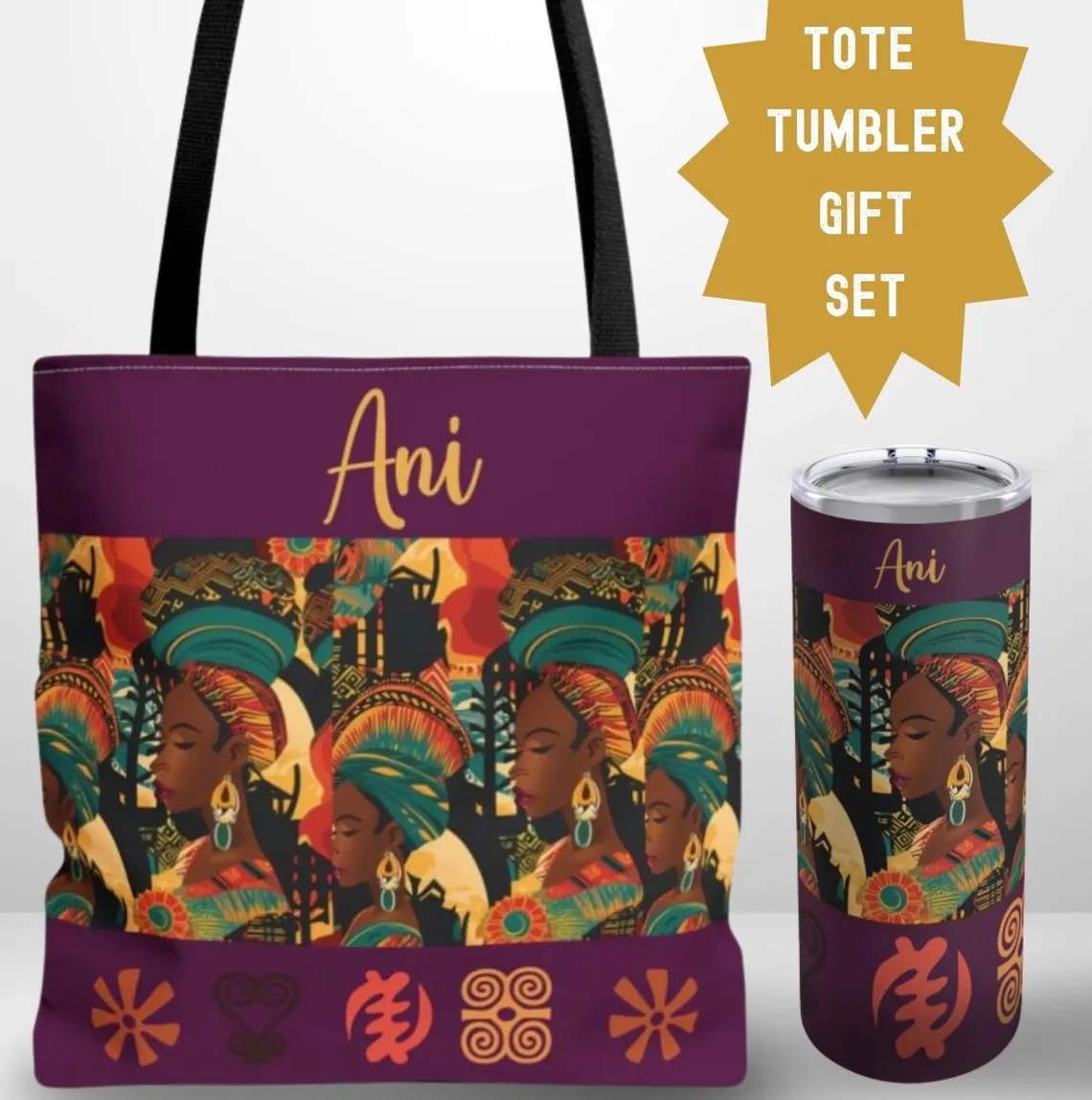 Custom Tumbler gift set for black woman 20 oz tumbler tote gift set custom travel mug coffee tumbler personalized name travel mug gift set - Image 3