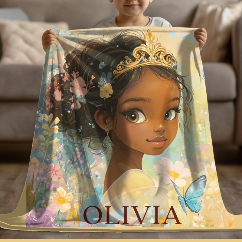Inspirational Plush Blanket African-American Girls Plush Throw Blanket Cozy Kids Blanket Motivational Home Decor Blanket Personalized Gift