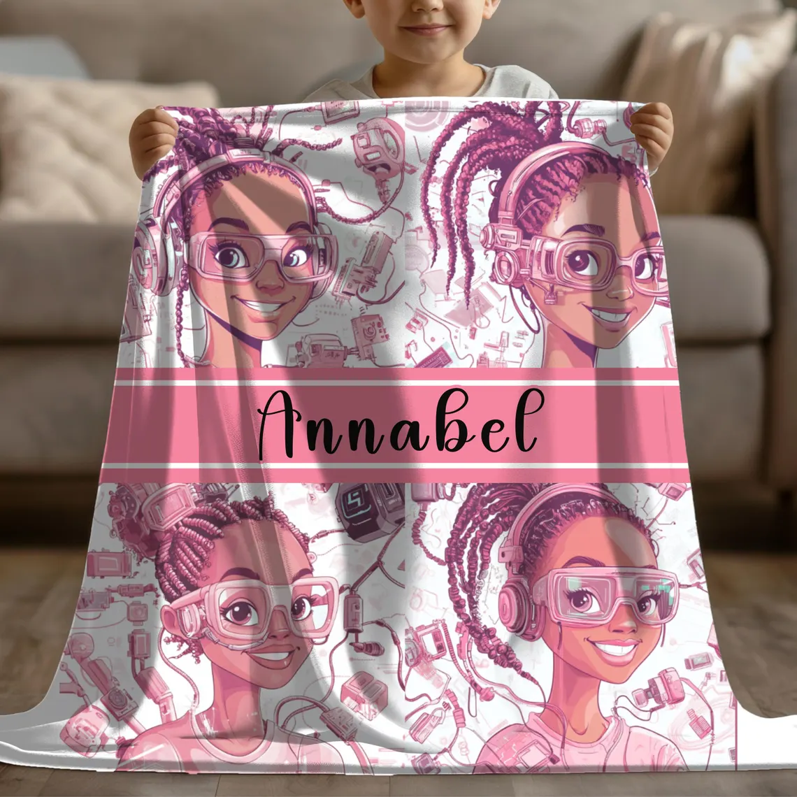 Inspirational African American Girls Cozy Motivational Throw Personalized Name Home Decor Soft Touch - Image 3