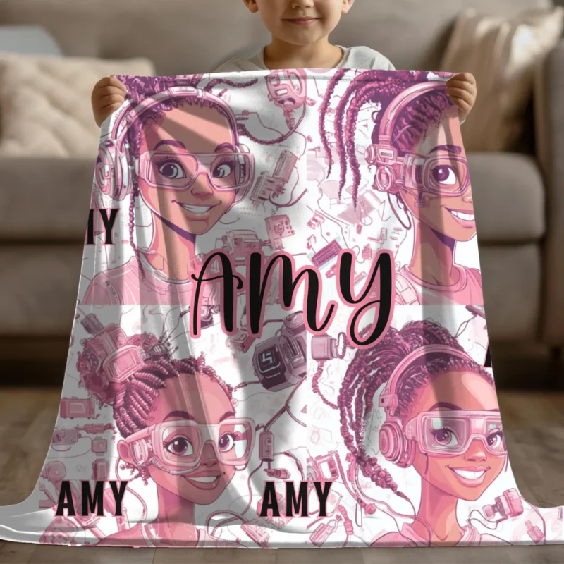 Inspirational African American Girls Cozy Motivational Throw Personalized Name Home Decor Soft Touch
