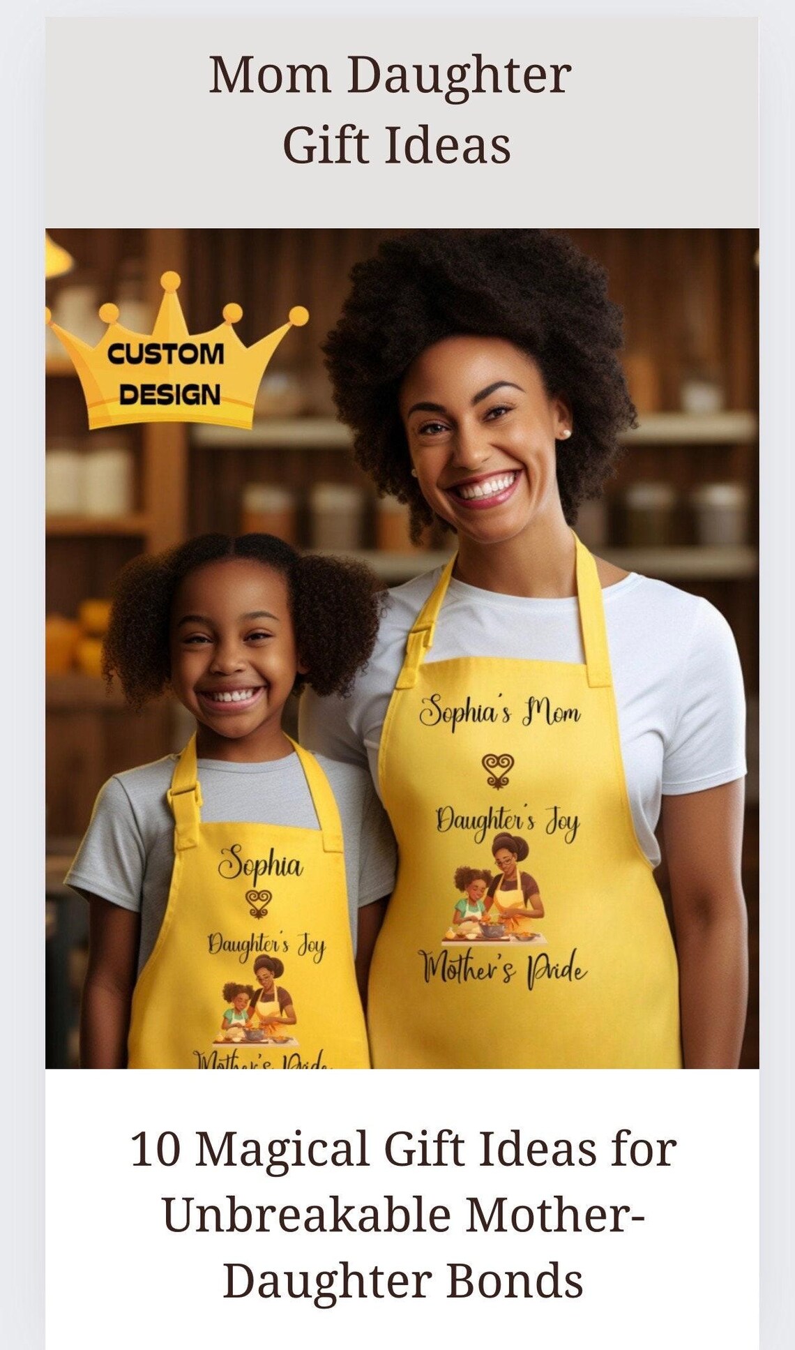 Personalized Yellow Apron Set: African Theme, Mom & Daughter Baking - Image 2