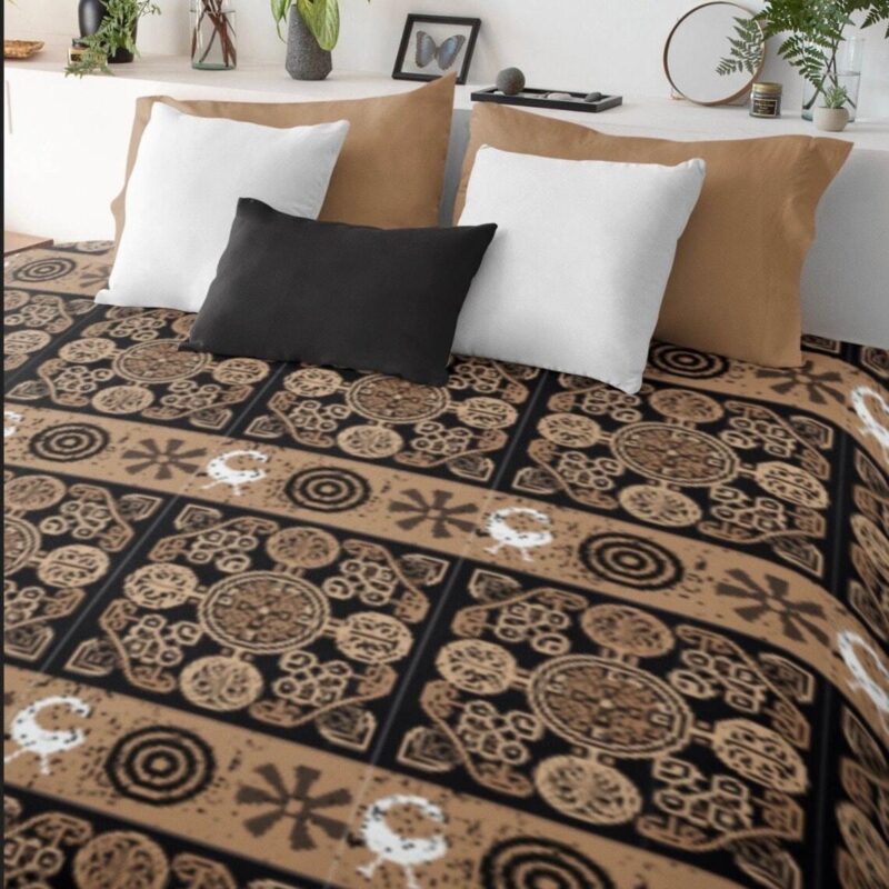 Brown African Bedding Set: Ethnic Comforter Cover, Guest Room Deco