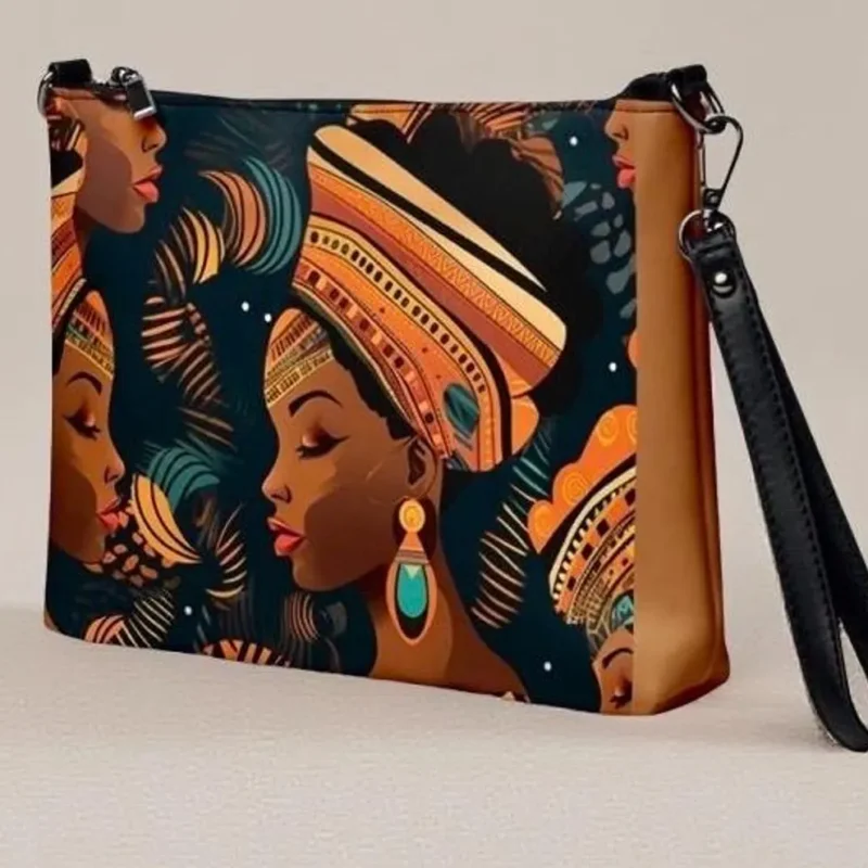 African Crossbody bag boho ethnic style purse brown leather crossbody purse for women