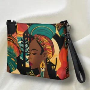 Boho Ethnic African Art Crossbody Bag, Faux Leather Shoulder Purse - Image 2